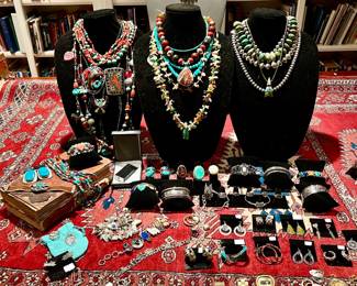 Fine jewelry, sterling, gold, pearls, gemstones. Removed daily. Security on premises.