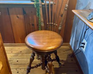 25 VintagePianoChairwClawGlassBallFeet19SeatHeight
