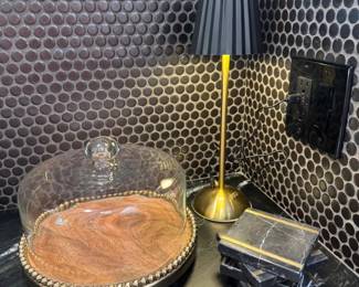 15 BlackGoldDcorSetCakeTrayStoneCoastersPleatedLamp