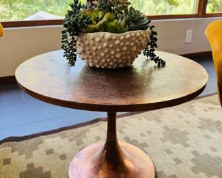 50 CopperTonedPedestalSideTablewFauxSucculentArrangement