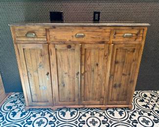2 RusticSolidWoodSideboardwStoneTopStorage