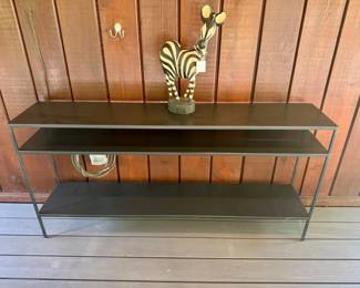 57 SlimBlackMetalConsoleTable60Long3TierDesign