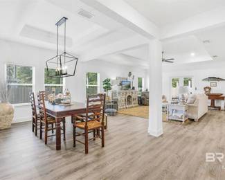 Dining table, chairs, decor items
