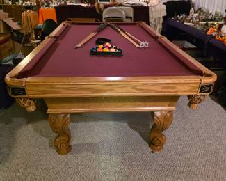 Awesome carved oak slate pool table!