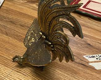 Solid brass fighting rooster. 