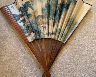 X Large Vintage Oriental Bamboo Fan
