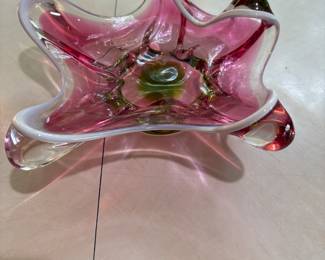 Pink & Multi Color Murano Catchall Glass Bowl from Italy