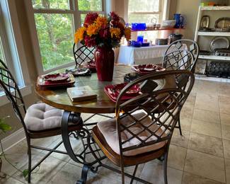 5 piece metal & wood dining table