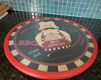 Round Bon Appetit Chef Red Round Metal Tray with Handles by Boston Warehouse