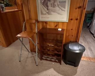 Wine rack folding barstool paper shredder