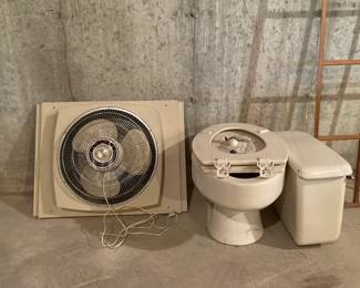 Large window/wall/ceiling Fan, Toilet