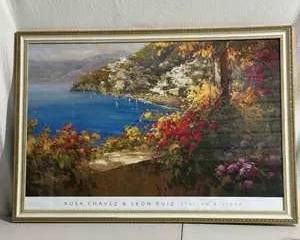 Italian Riviera Framed Print by Rosa Chavez & Leon Ruiz