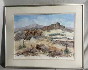 Framed Watercolor Landscape Signed Jacques '95
