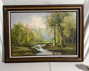 Framed Landscape Oil Painting Sign by Willain