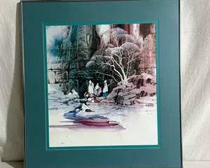 Large Lithographic Print of an Original by Michael Atkinson Native American Scene
