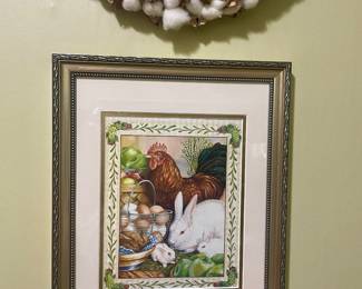 Kitchen wall art, Cotton blossom wreath