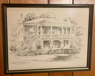 Vintage ink art framed