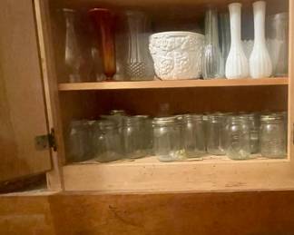 Vintage Lay's jars, glass, vases