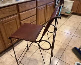 3 leather bar stools-2 need new leather- $75 set