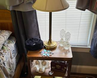 Wooden Side Table, Table Lamp