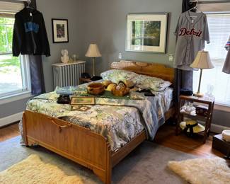 Antique Art Deco Wooden Bed Frame Full