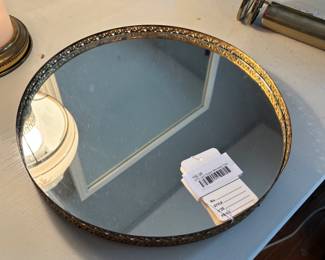 Vtg Lazy Susan Mirrored Tray