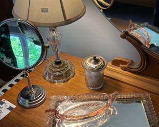 Mirrored Tray, Vanity Mirror, Table Lamp