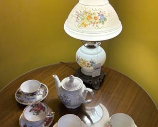 Tea Sets, Milk Glass Hurricane Lamp
