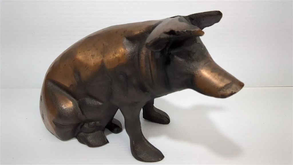 1950's Copper Cast Iron Chicago Stockyards Pig Bank