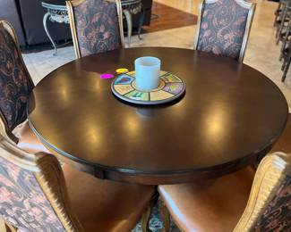 Game table; leather and wood