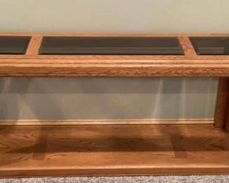 Wood And Glass Top Console Table