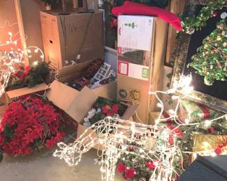 04 Holiday Bundle Trees, Wreaths, Lighted Outdoor Decor More