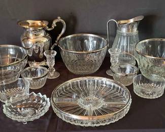 Silver Plate And Cut Glass Serving Dishes