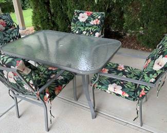 06 Patio Table and 4 Cushioned Chairs