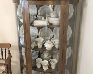 China Cabinet. Fostoria American.  Noritake  China Set.