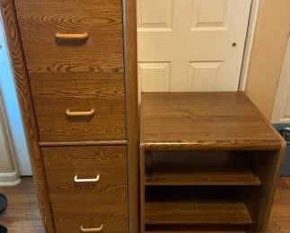 Large Four Drawer File Cabinet And A Side Table