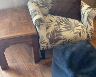 Upholstered Chair And Side Table