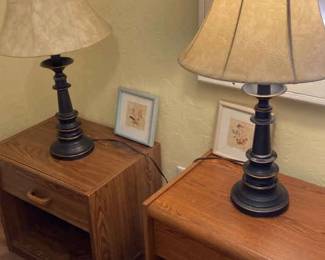 Two Lightweight Bedroom Nightstands And Two Lamps