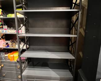 2 shelving units w/ drawers and Michael Aram knobs