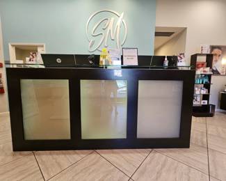 Front reception desk. 350.00
46H X 66D X 102 W
The front lights up