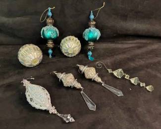 Teal And Silver Christmas Ornaments