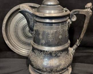 Redfield And Rice Silverplated Pitcher And Round Tray