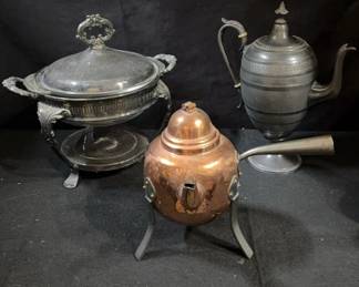 Silver Plate Chafing Dish Pewter Copper Teapo