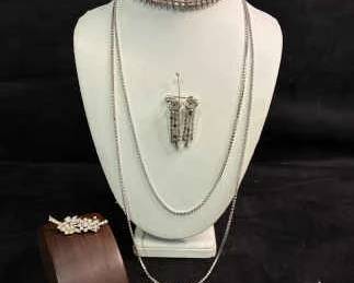 Les Bernard Rhinestone Necklaces Rhinestone Choker And Clip Earrings