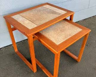 Mobelfabriken Toften Teak and Tile Danish Nesting Tables