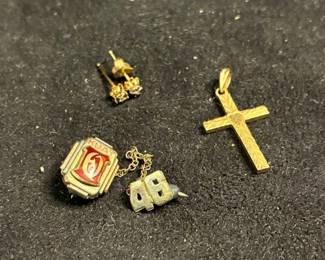 14k Cross Pendant 10k Pin