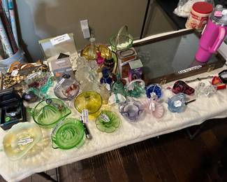 Fenton, uranium vaseline glass,  perfume bottles, 