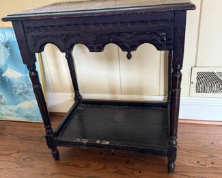 #17 Antique carved side table 26x18x28 SOLD