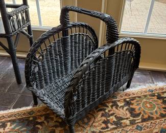 #26 Antique wicker magazine rack 25x14x20 $45.00