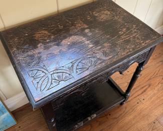 #17 Antique carved side table 26x18x28 SOLD
